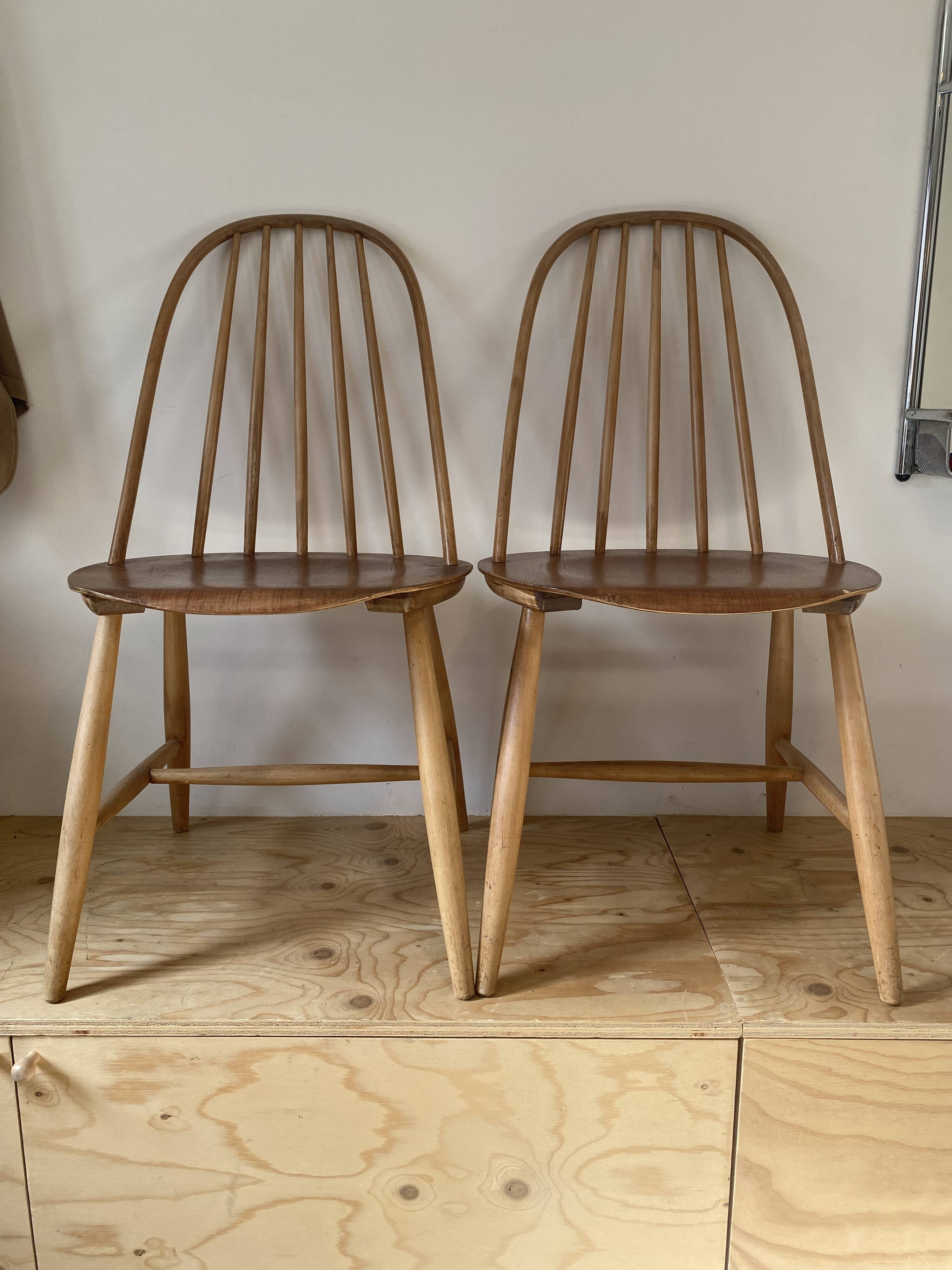 Pair of Scandinavian chairs - Hagafors Mod.16 - molded teak & ash