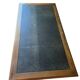 Antique flat desk in oak and black leather, Louis-Philippe style.