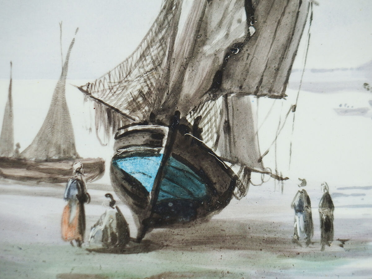 Montereau earthenware dish"Maritime landscape"