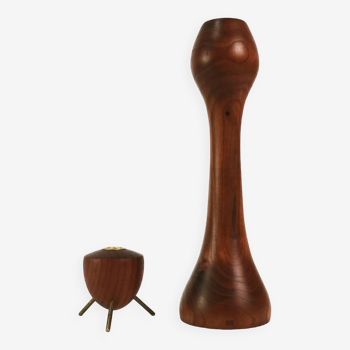 A set of teak, modernist candlesticks, Denmark, 1960s