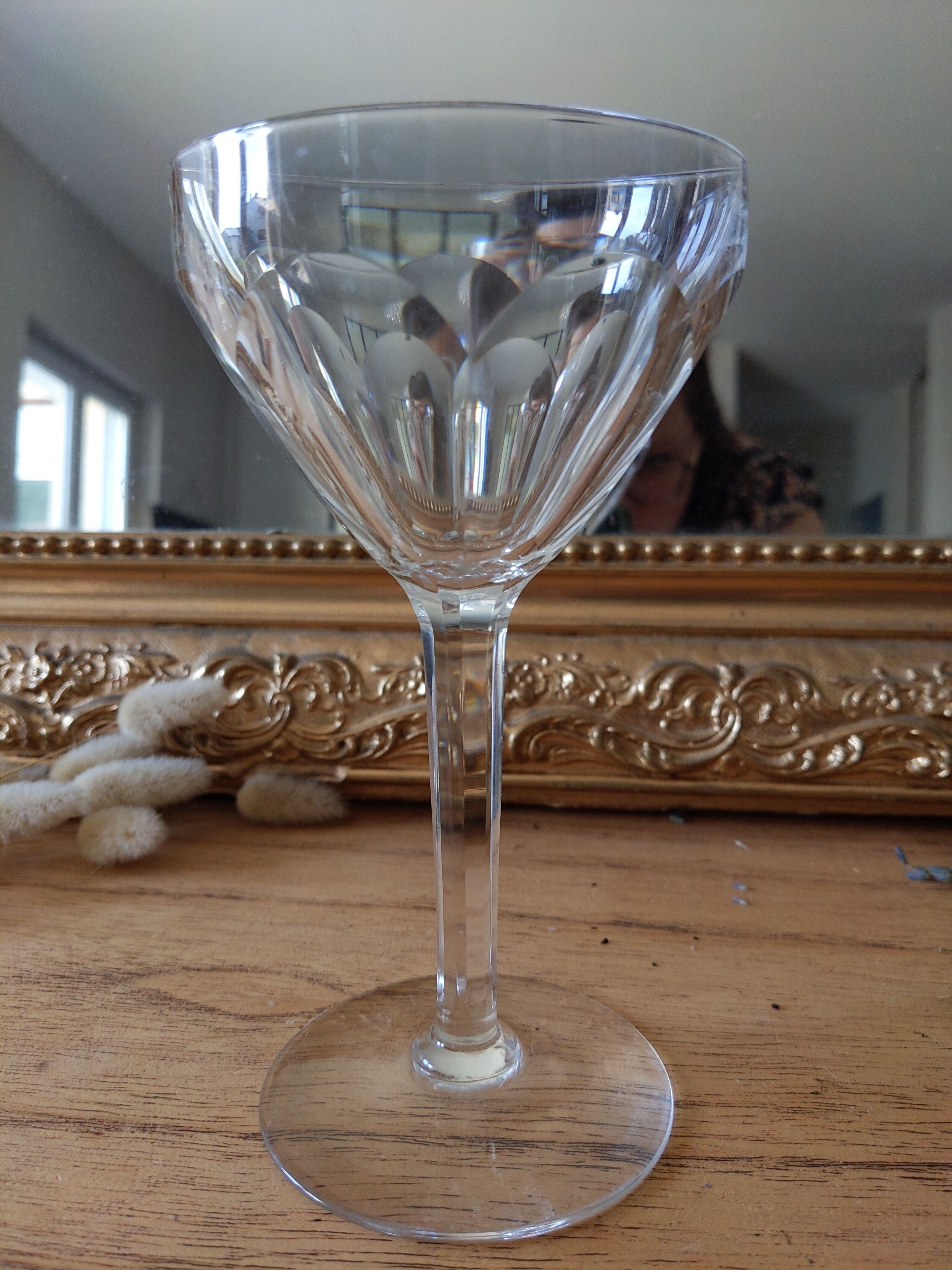 Vintage antique foot glass in chiseled crystal