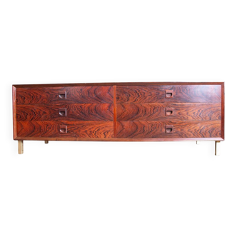 Danish low chest of drawers in rosewood, 6 drawers, by Erik Brouer 1960.