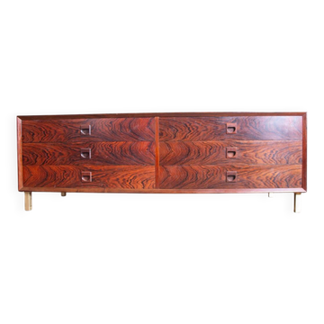 Commode basse danoise en palissandre, 6 tiroirs, par Erik Brouer 1960