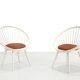 White Yngve Ekström Cirkle chair with leather cushion