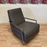 Steel and leather designer armchair from the 1970s