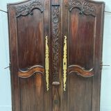 Antique pair of 18th century solid oak cabinet doors