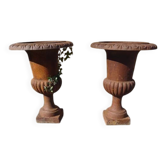 Pair of 19th-century cast iron Medici vases