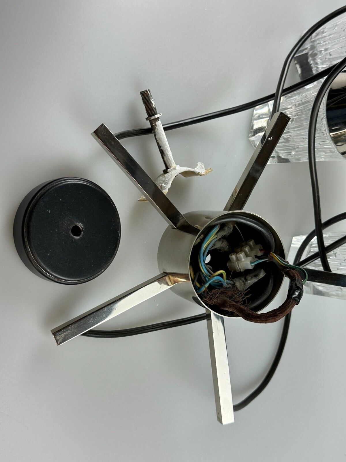 60s 70s hanging lamp cascade lamp 5 lights glass & chrome space age design