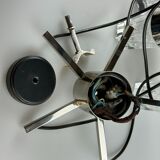 60s 70s hanging lamp cascade lamp 5 lights glass & chrome space age design