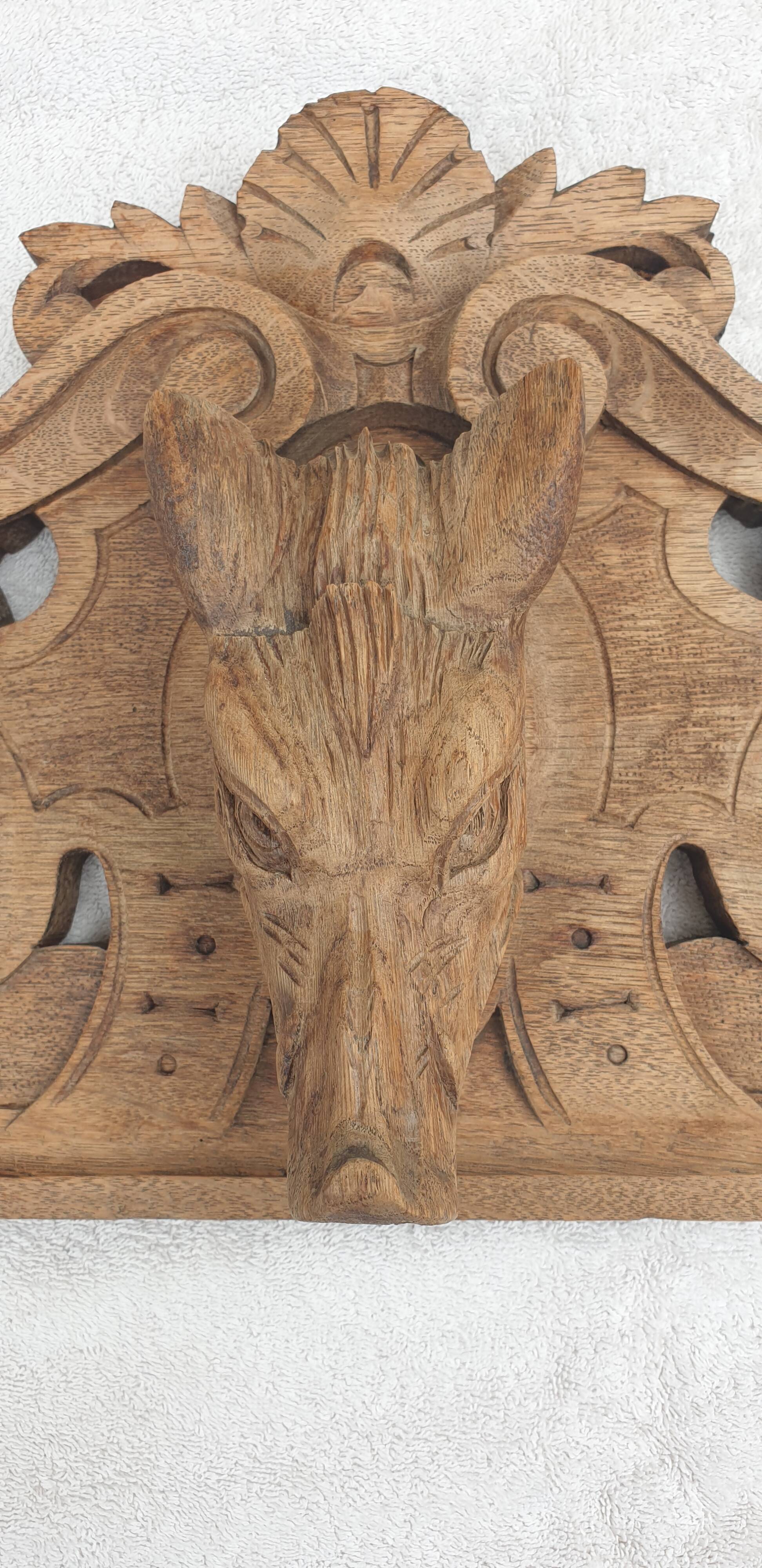 Large natural wood pediment