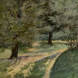 Painting "Path in the undergrowth", Gouache on paper, framed