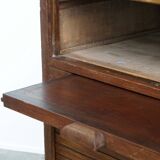 Antique oak notary cabinet with two roller doors and a working lock