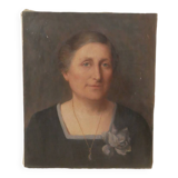 Painting portrait oil on canvas decoration country chic woman painted face bohemian flea market spirit