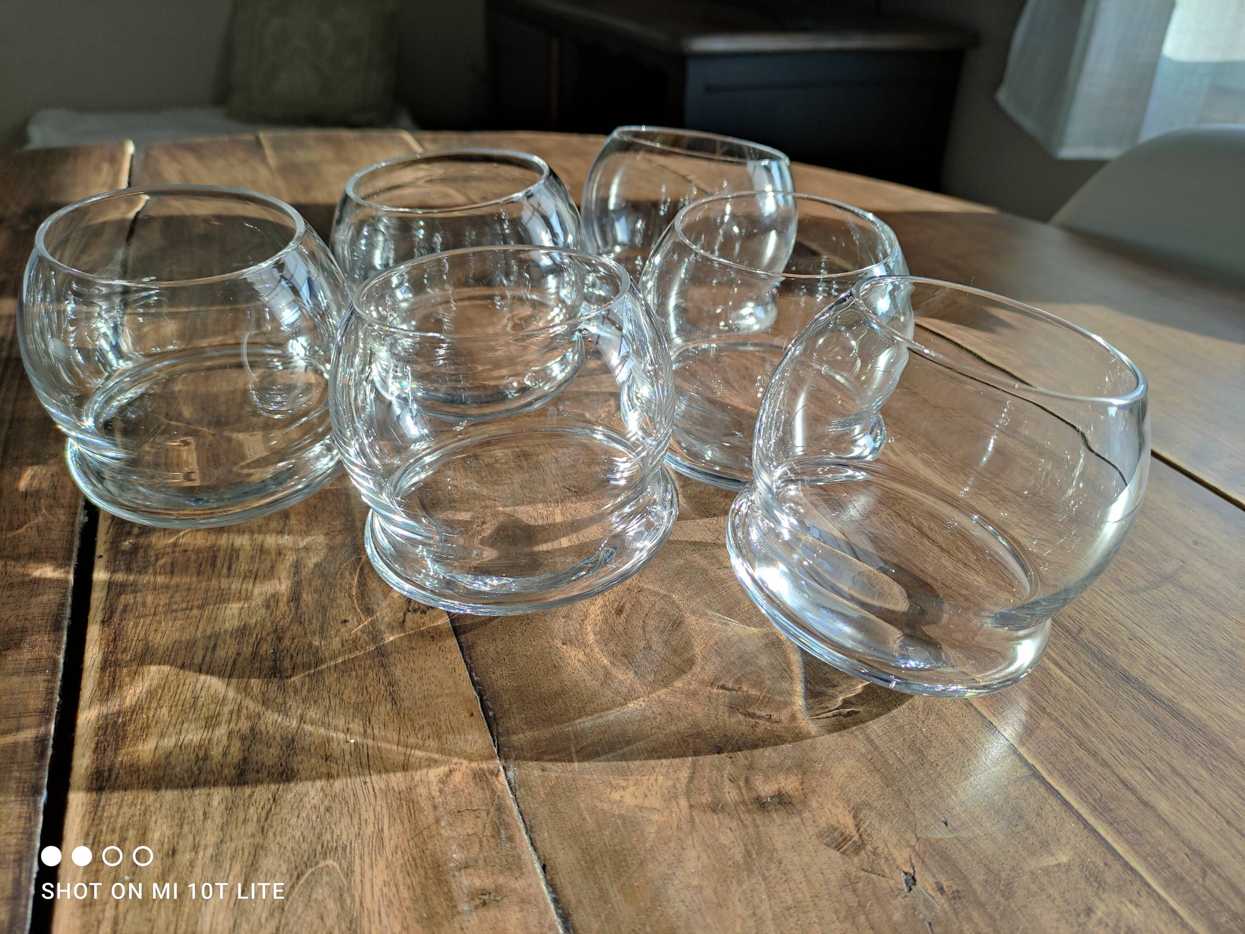 Set of 6 vintage culbuto glass whiskey glasses