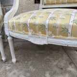 Pair of chairs shepherdesses Louis XVI patinated wood