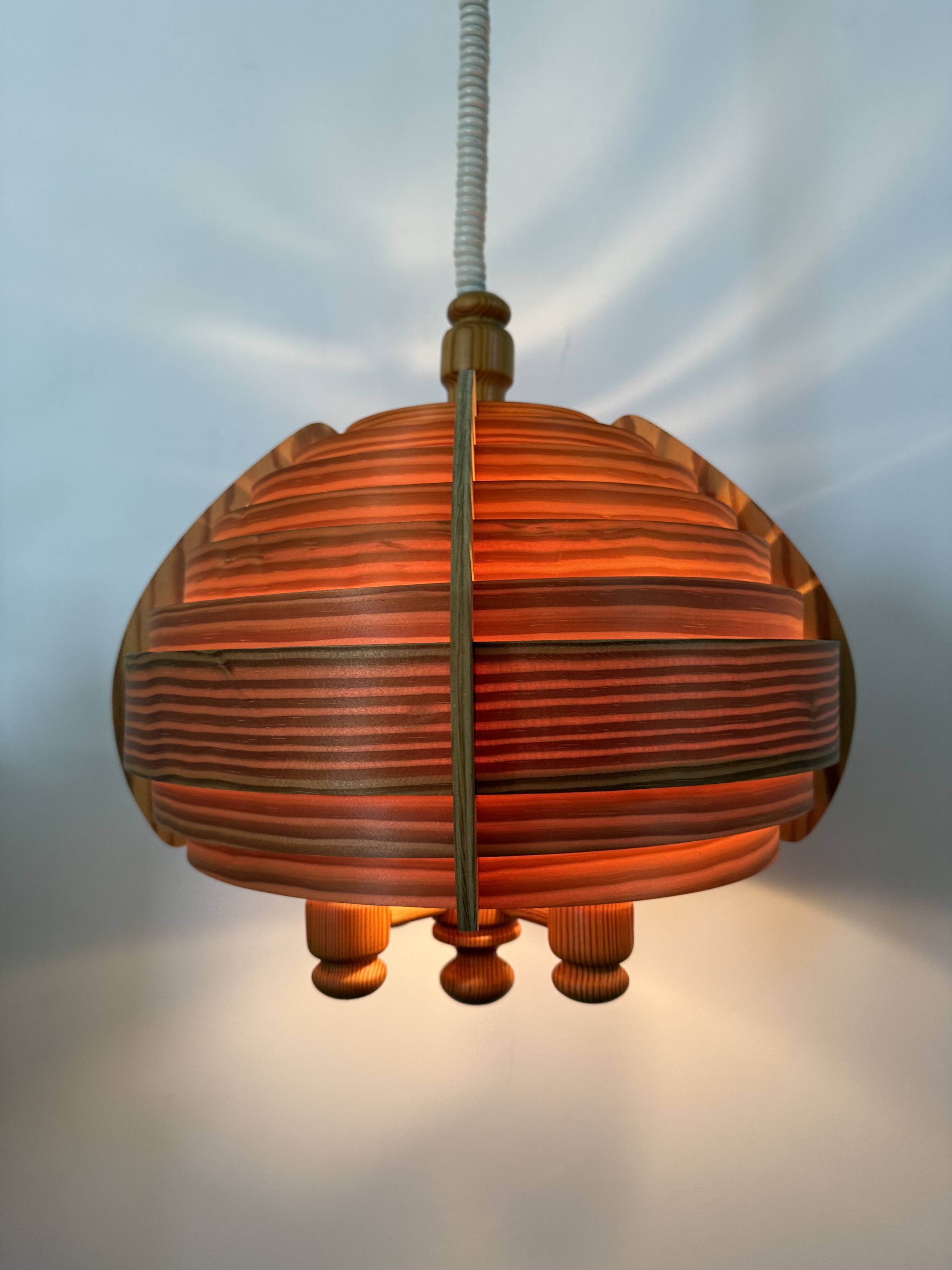 Vintage swedish Hans Agne Jackobsson lamella hanging lamp , 1970s
