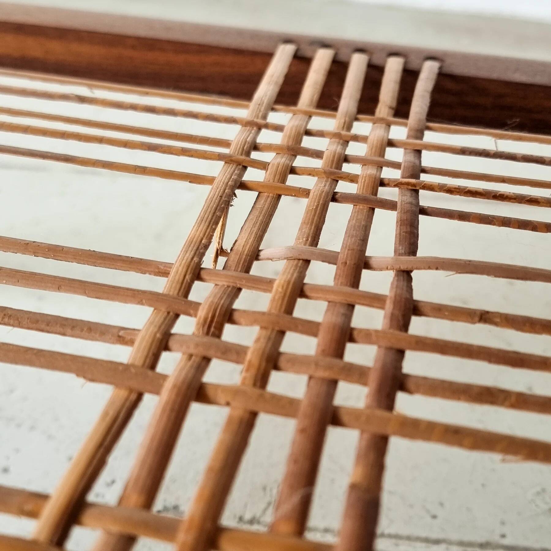 Teak coffee table by Louis Van Teeffelen with tile inlay.
