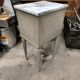 Vintage green patinated bedside table with marble and drawer