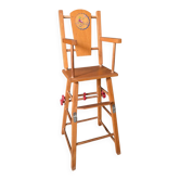 Chaise haute de poupée en bois – années 1970, pliante et à roulettes