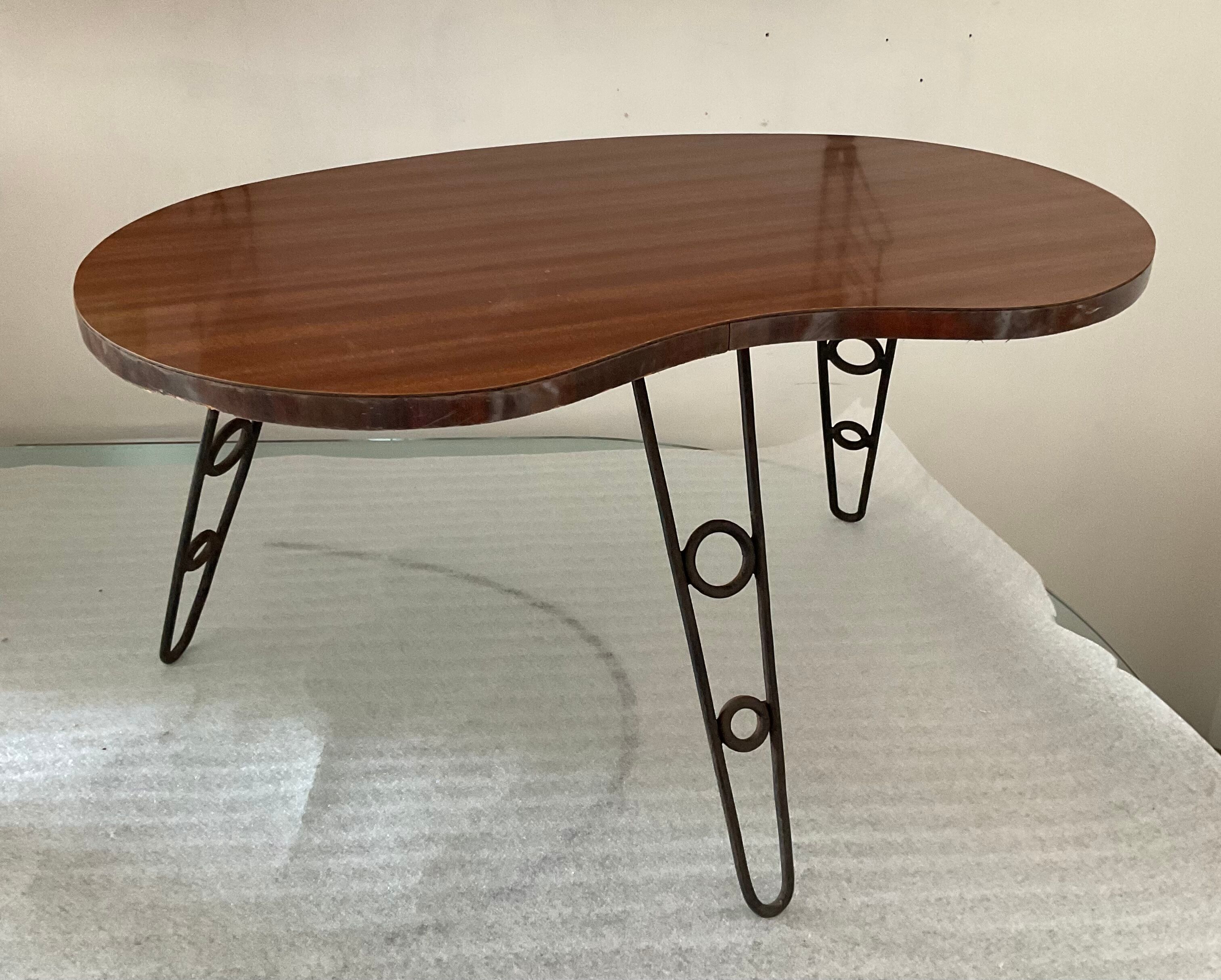 Free-form tripod coffee table from the 50s and 60s