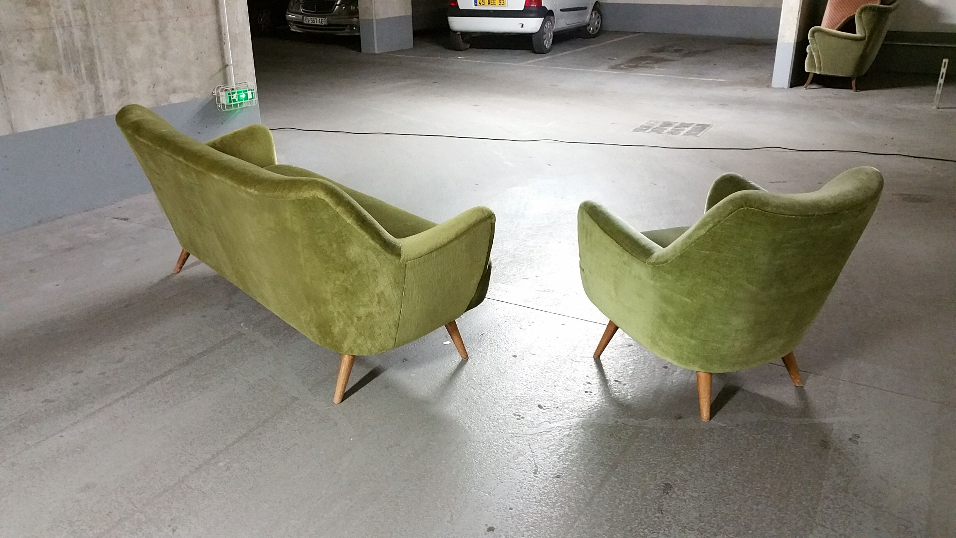 Sofa sofa year 50/60 organic iced green style Kurt Ostervig Organic Sofa