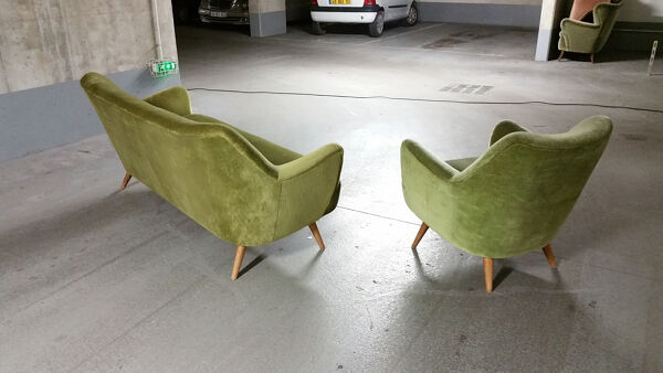 Canapé sofa année 50/60 organique vert glacé style Kurt Ostervig Organic Sofa
