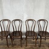 Series of 8 bistro chairs troquet wood curved vintage 1960