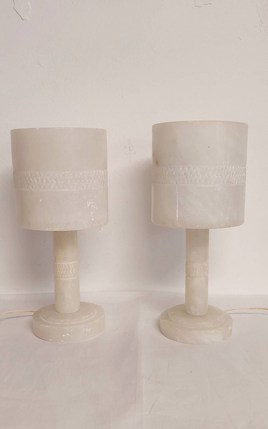 Paire de lampes de table en marbre. Espagne, années 1960.