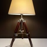 Vintage wooden and metal tripod lamp – 1970s