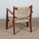 Armchair in solid oak and rope, 20th-century work.