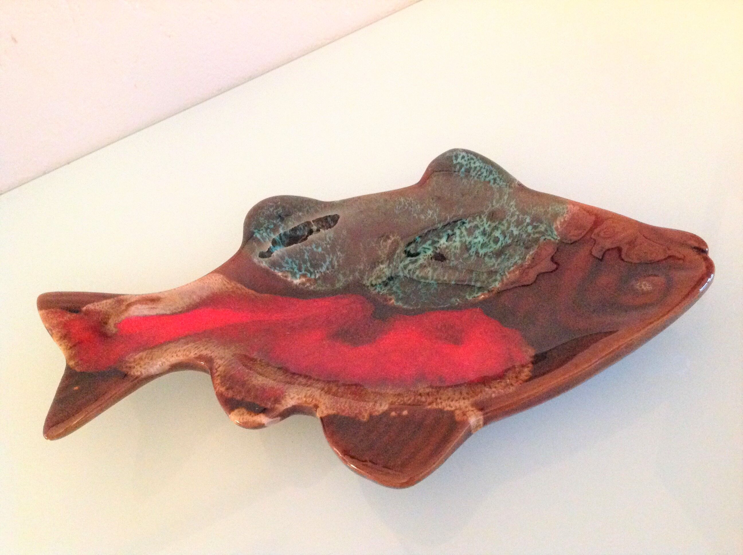 Empty fish pocket in polychrome ceramic Vallauris vintage 60s-70s