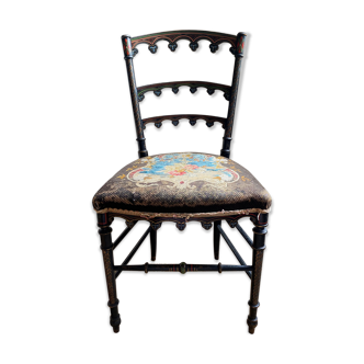Antique chair napoleon III tapestry and painted wood