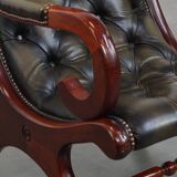 Green Cowhide Leather English Chesterfield Armchair