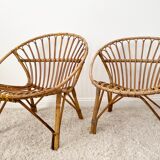 Vintage rattan shell armchair