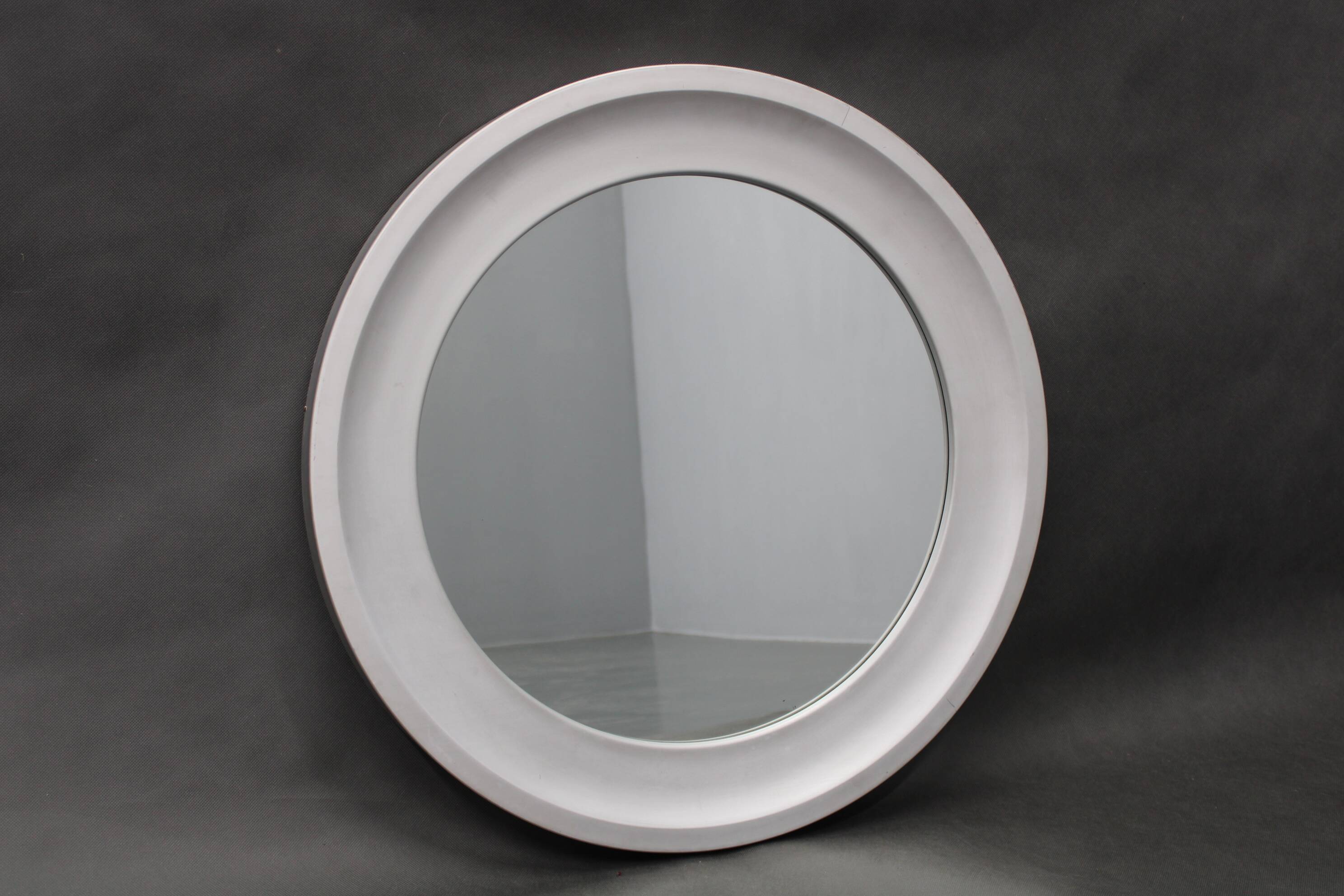 1970s Italian Round Aluminium Mirror