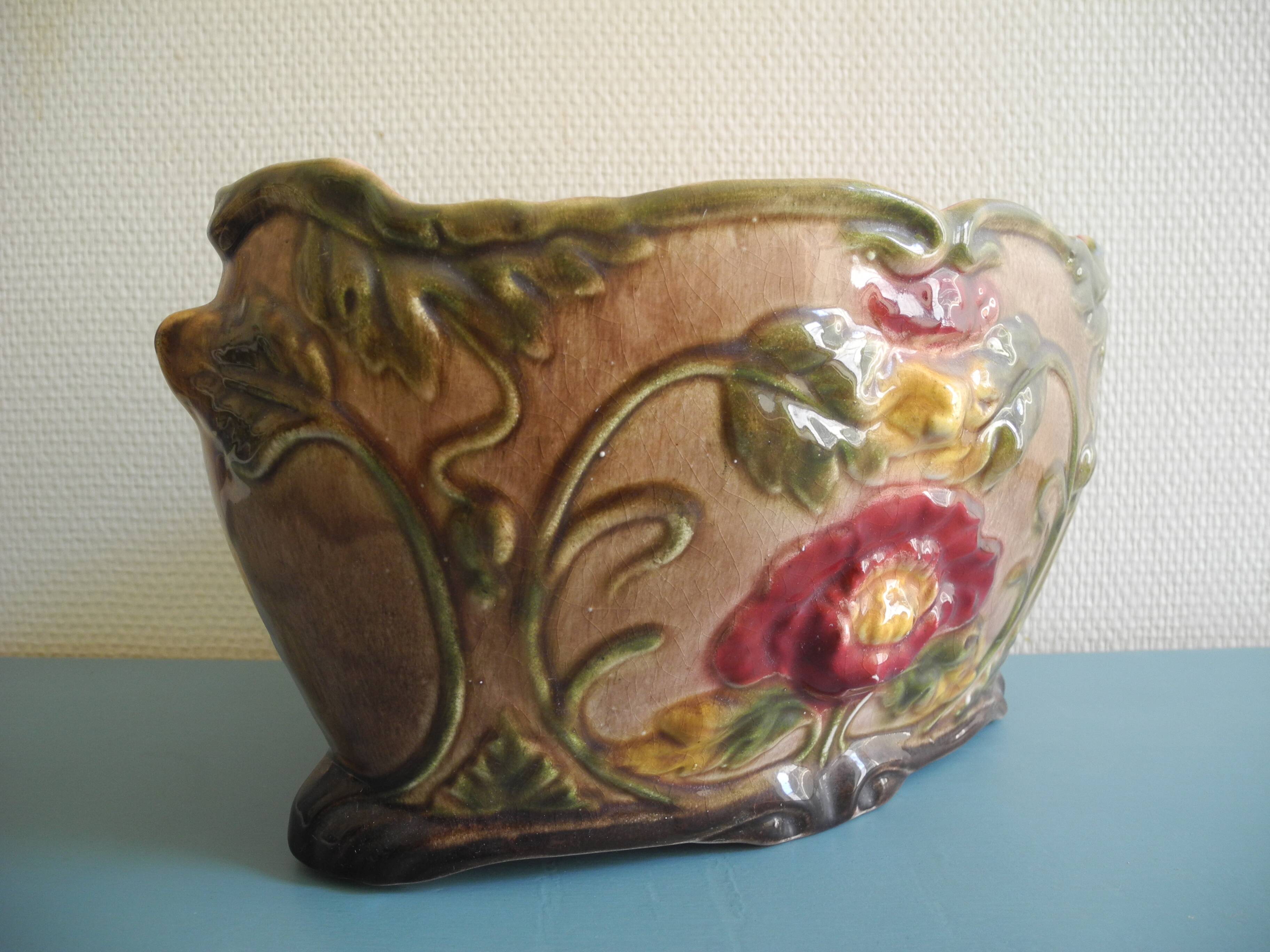 earthenware trim barbotine planter vases french fireplace set planter