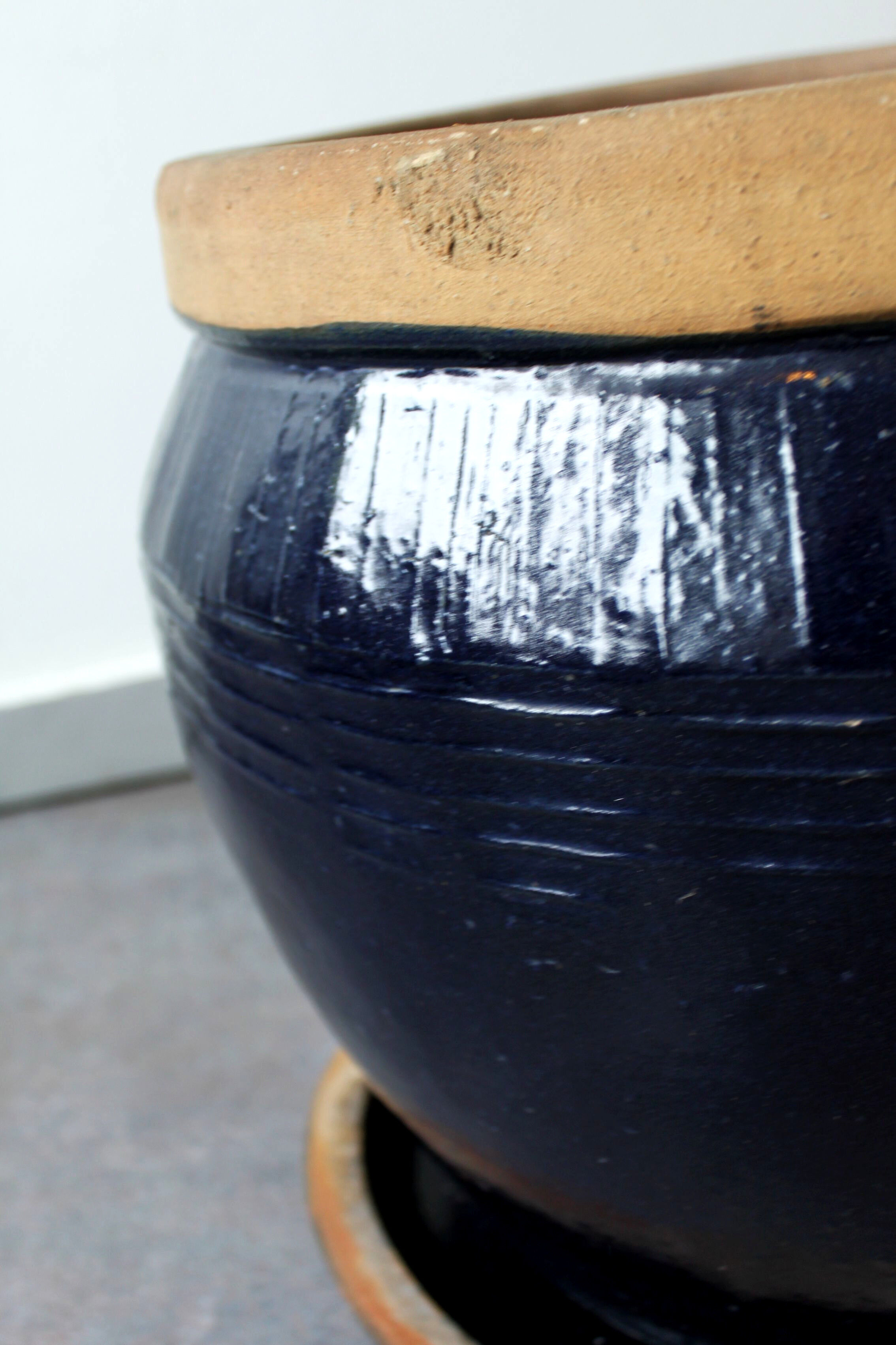 Planter in glazed terracotta, handmade, XXth.