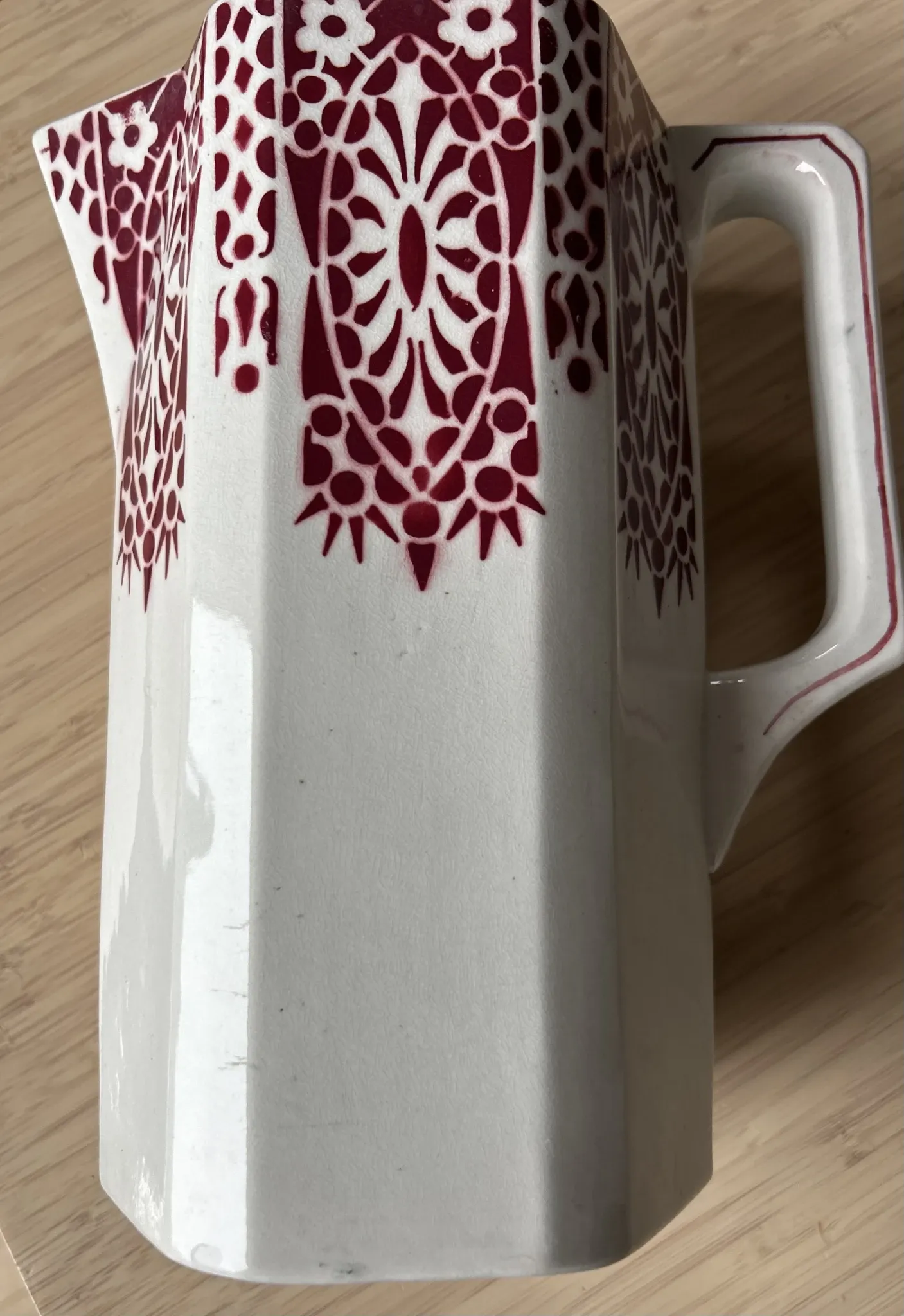 Octagonal Art Deco jug in Onnaing earthenware - Carmen model (1920-1930)