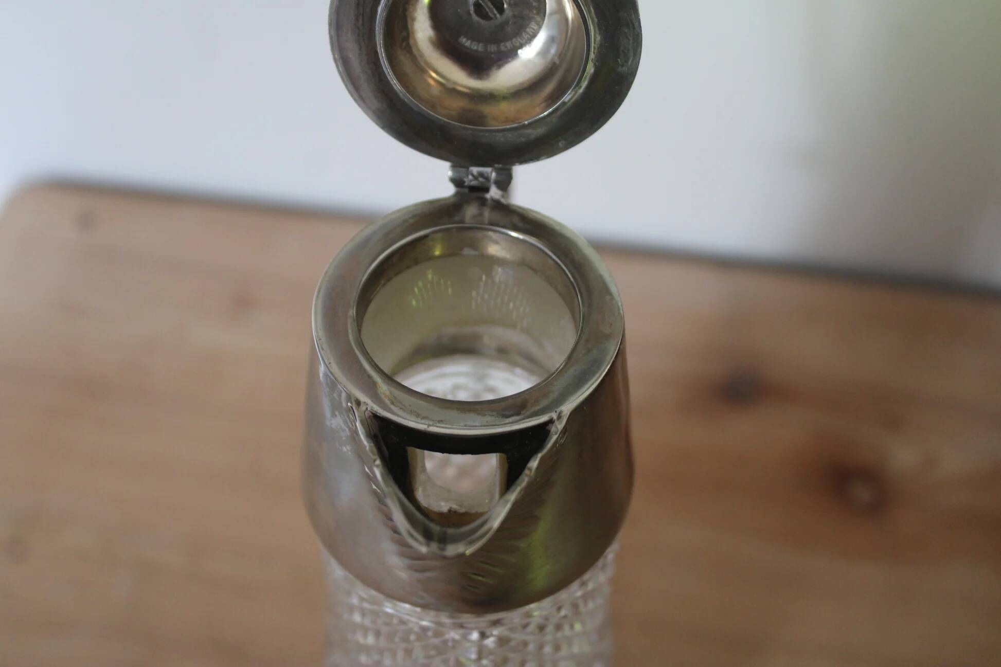 Large antique cut glass and silver-plated jug – English manufacture – 32 cm