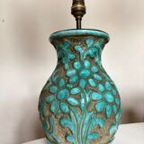 Italian glazed ceramic lamp 1960 mid century Bitossi turquoise