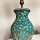 Italian glazed ceramic lamp 1960 mid century Bitossi turquoise