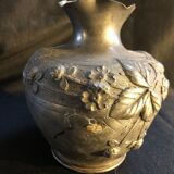 Embossed pewter vase with floral motifs 1930