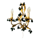 Lights, gold metal with green glass drops, Italy mid-1900s Regency.