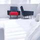 Fauteuil retro en Skaï noir et rouge (1)