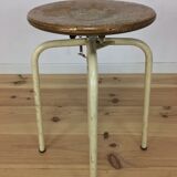 Workshop stool with system, metal and wood, adjustable industrial style