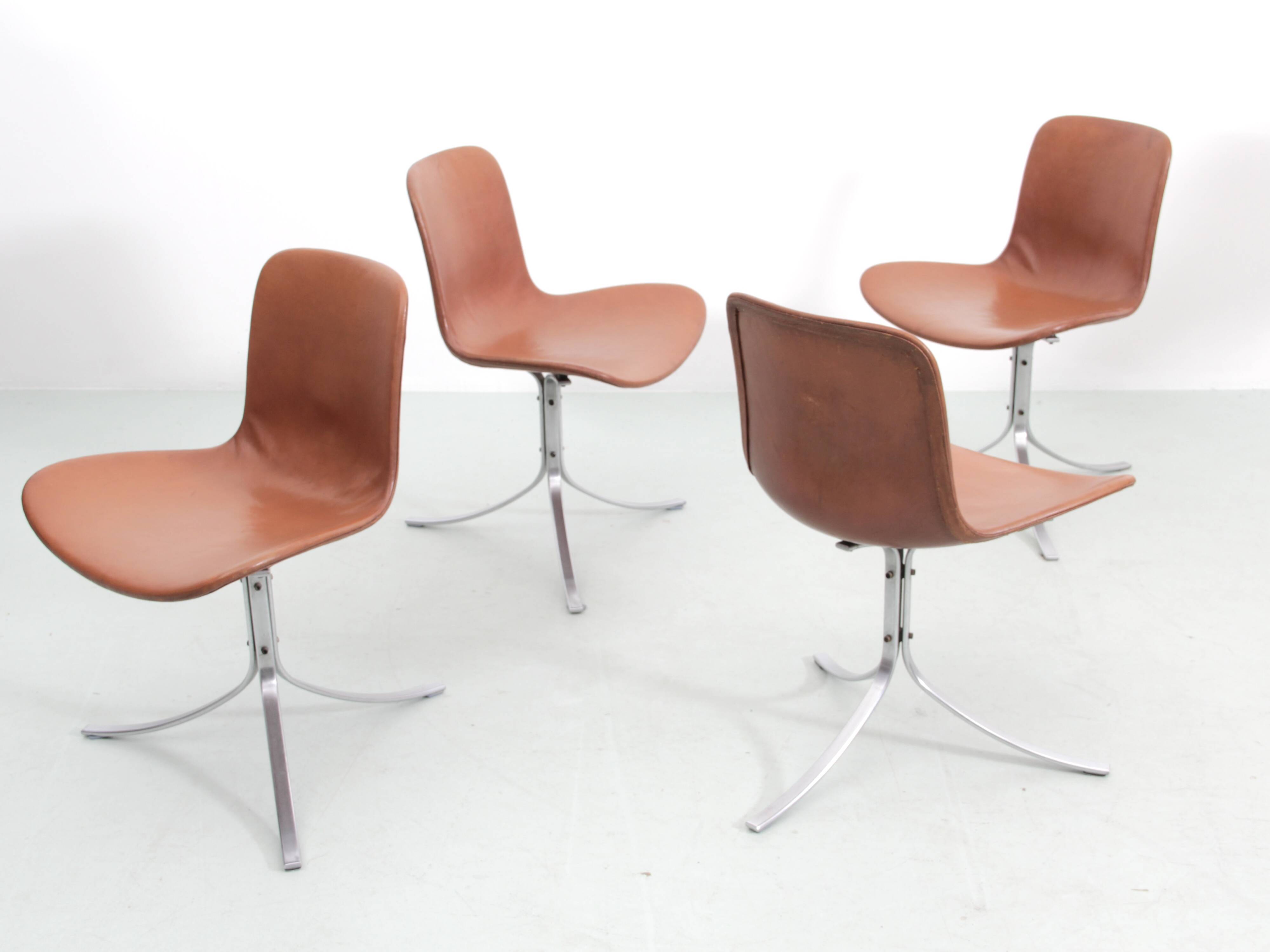 Set of 4 Scandinavian chairs model PK9 original edition K. Christiansen