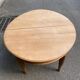 Renovated round extendable Art Deco dining table in raw wood, 1950, 225cm.