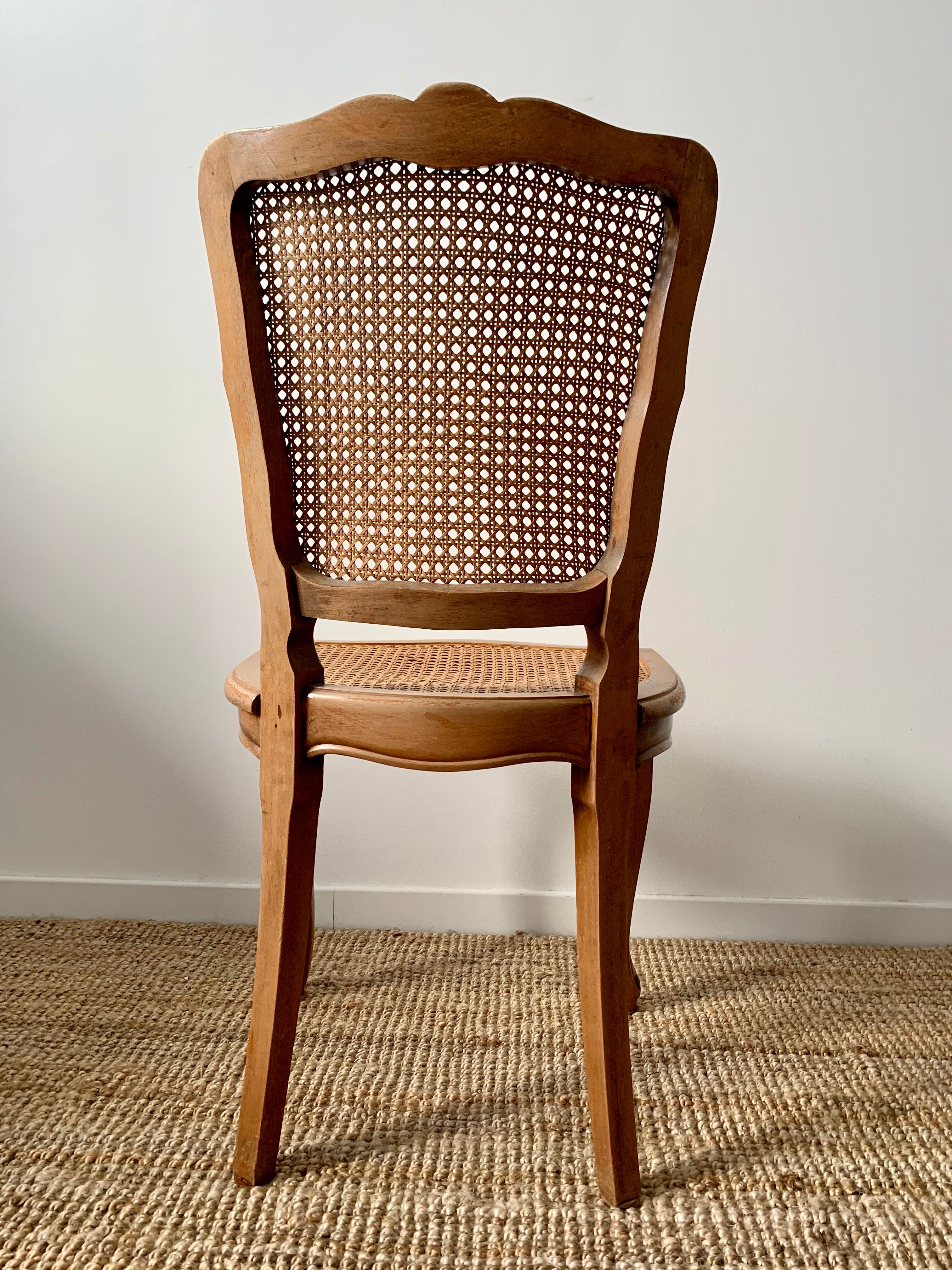 Pair of Louis XV style beech tanned chairs with shell pattern