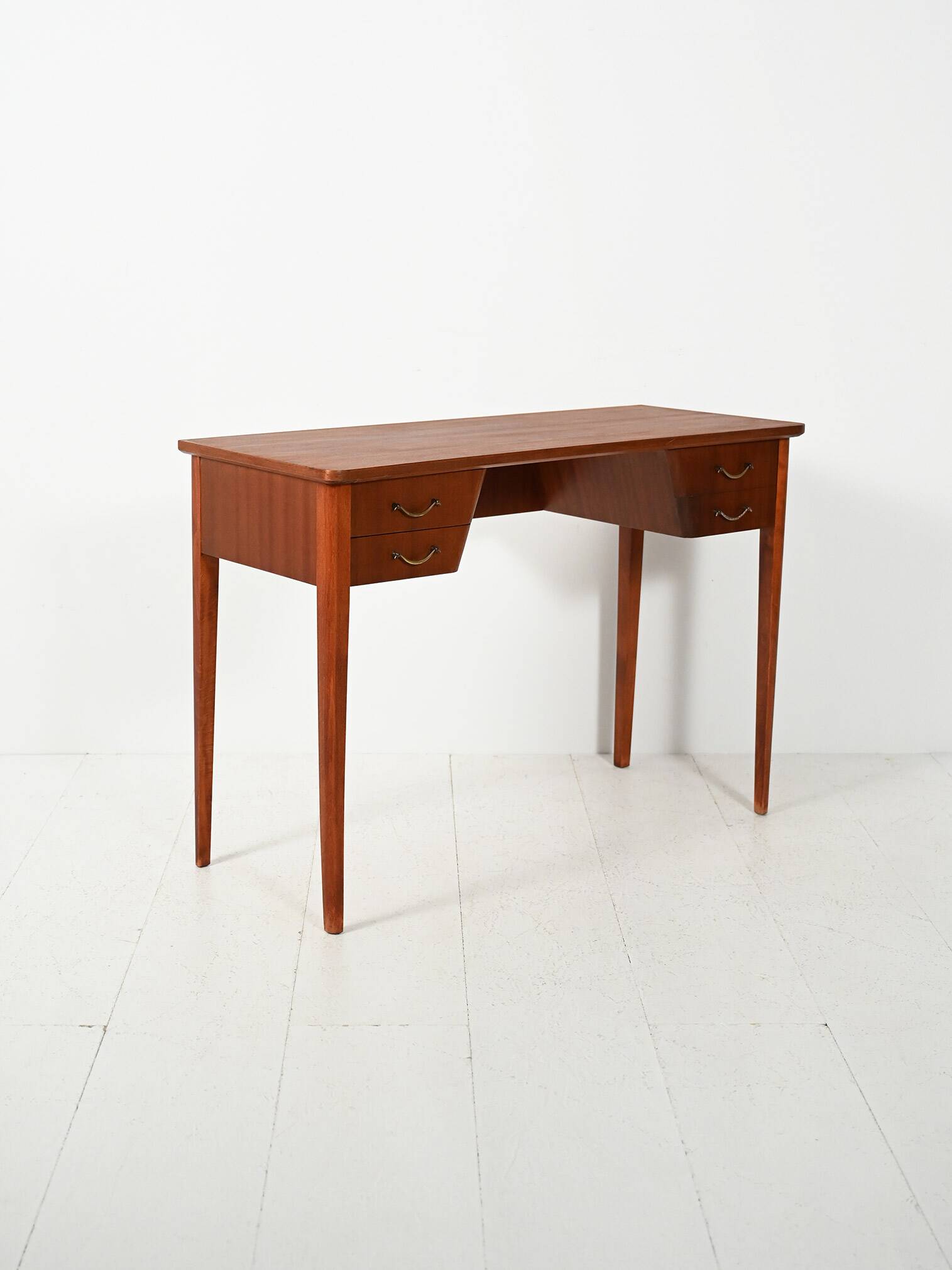 Scandinavian mahogany desk with brass handles