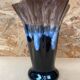 Ancien Vase Style Vallauris Céramique Noir Bleu Beige Vintage